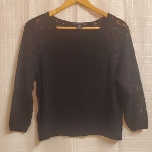 French Connection Top Womens Size 4 Black Lace Shirt Blouse